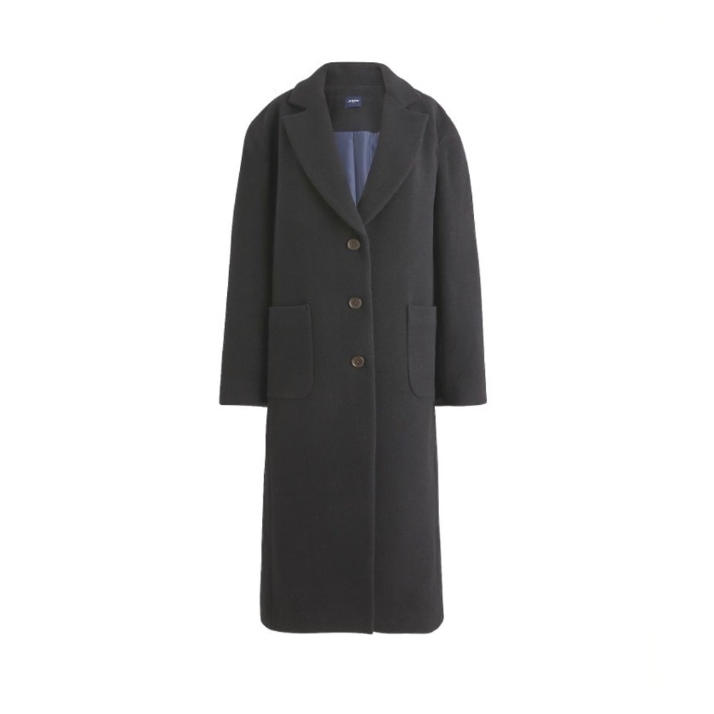 J. CREW Wool-blend patch-pocket topcoat black size XS NWT